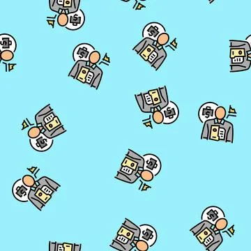 Business scientist worker vector seamless pattern Illustrazione stock