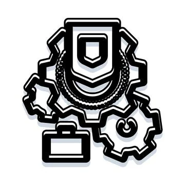 Business security settings protection managing system gears Stock Illustration