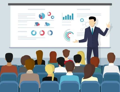 Business seminar speaker doing presentation and professional training Stock Illustration