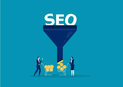 Business seo funnel analytics . Vector Illustration Stock Illustration