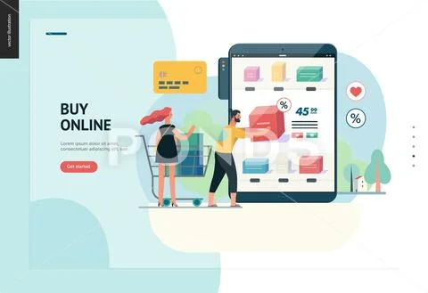 Business series - buy online shop web template Stock Illustration