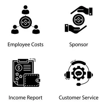 Business Services Solid Vectors Pack Stock Illustration