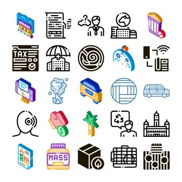 Business services technology documents environmental icons collection Illustrazione stock