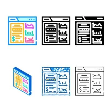 Business set intelligence process color icon vector 스톡 일러스트