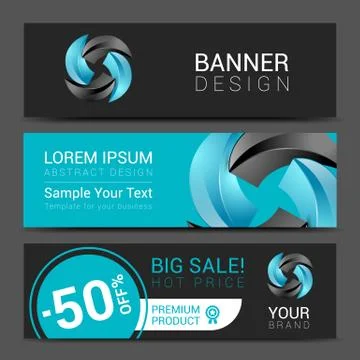 Business set of modern turquoise vector banners Stock Illustration