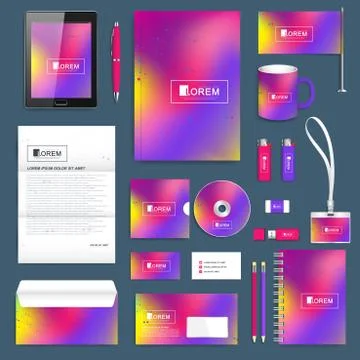 Business set of vector corporate identity template. Modern stationery mock-up Stock Illustration