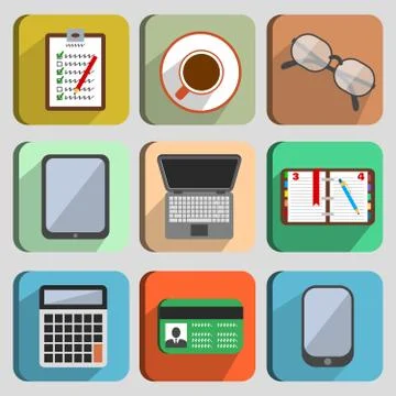 Business set workplace elements Stock Illustration