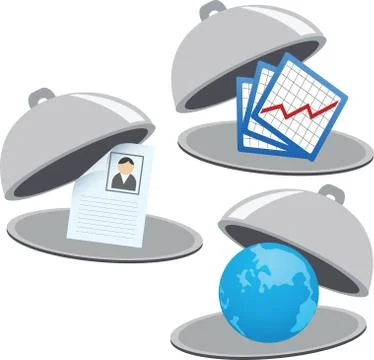 Business signs on restaurant cloche Stock Illustration