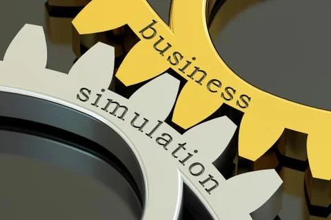 Business Simulation concept on the gearwheels, 3D rendering Stock Illustration
