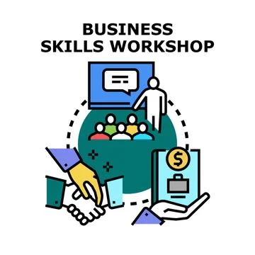 Business skills workshop improving professional development concept Stock Illustration