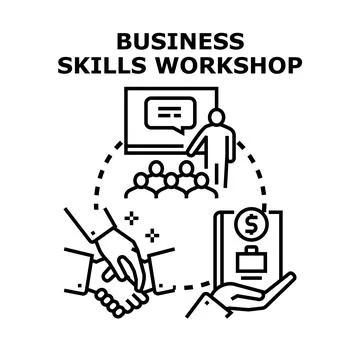 Business skills workshop improving professional development concept Stock Illustration
