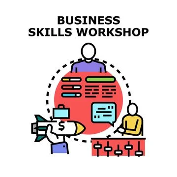 Business skills workshop learning professional development strategy Stock Illustration