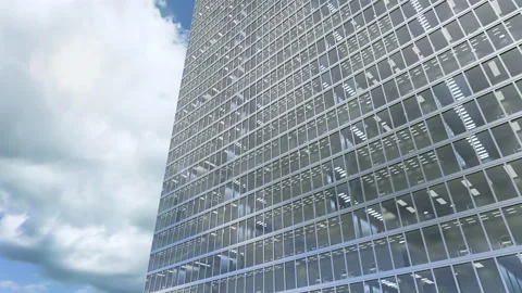 Business skyscraper exterior against loopable time lapse skyline with sunlight Stock Footage 195091851