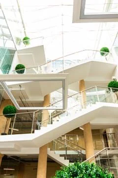 Business skyscraper with panoramic windows. empty office space Stock Photos