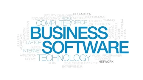 Business software animated word cloud, text design animation. Kinetic Stock Footage 81433857