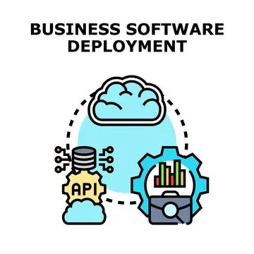 Business software deployment integration using cloud technology 库存插图