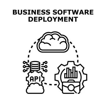 Business software deployment integration using cloud technology Stock Illustration