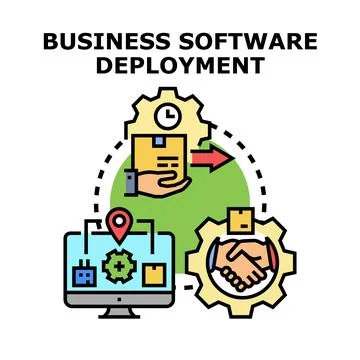 Business software deployment process with technology integration Stock Illustration