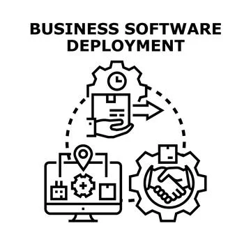 Business software deployment process with technology integration Stock Illustration