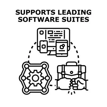 Business software integration connecting diverse technology devices Stock Illustration