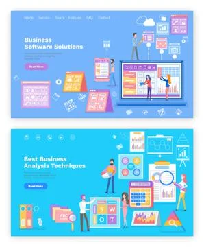 Business Software Solution, Analysis Techniques 스톡 일러스트
