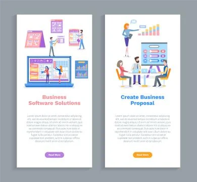 Business Software Solution, Create Proposal Set Stock Illustration