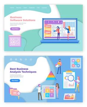 Business Software Solution, Technique Analysis Stock Illustration