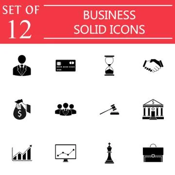 Business solid icon icon set, finance managment Stock Illustration