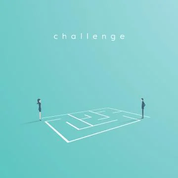 Business solution and challenge vector concept. Businesswoman and businessman Stock Illustration