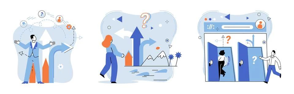 Business solution. The business solution concept highlights importance creative Stock Illustration