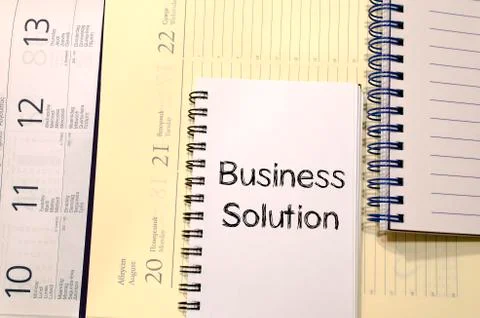 Business solution concept on notebook Stock Photos