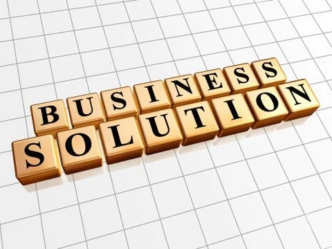 Business solution in golden cubes Stock Illustration