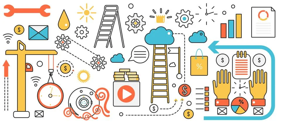 Business solution for growth and development, strategic plan, efficient 스톡 일러스트