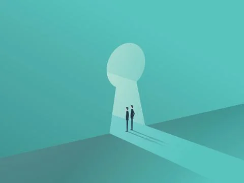 Business solution or success concept with two businessmen standing in keyhole Stock Illustration