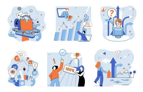 Business solution. Resolutions and actions are necessary to implement business Illustrazione stock