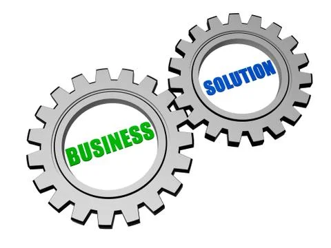 Business solution in silver grey gears Stock Illustration