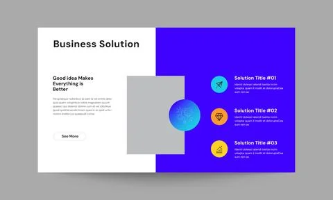 Business Solution Slide Presentation Template Modern Corporate Strategy Desig Stock Illustration