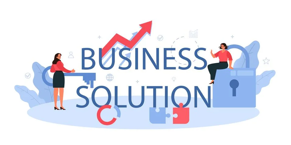 Business solution typographic header. Solving the problem and finding Stock Illustration