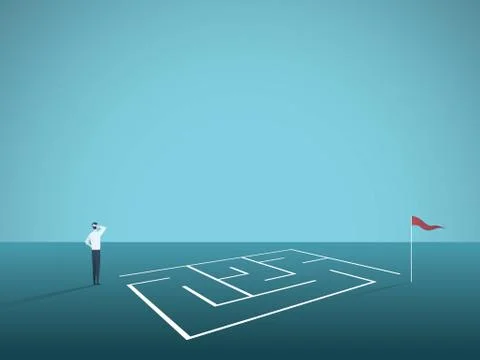 Business solution vector concept with businessman standing in front of maze Stock Illustration