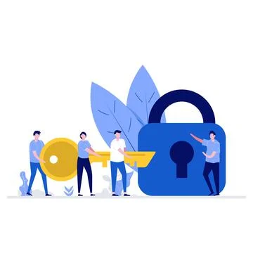 Business solution vector illustration concept with characters. Business team  Stock Illustration