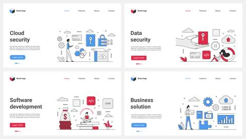 Business solutions in cloud data security, application and software development Stock Illustration