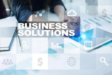 Business solutions concept on the virtual screen. 스톡 사진