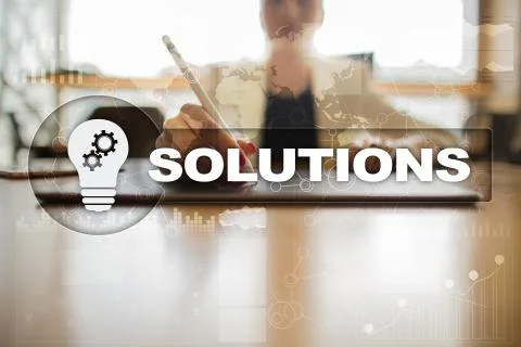 Business solutions concept on the virtual screen 库存照片