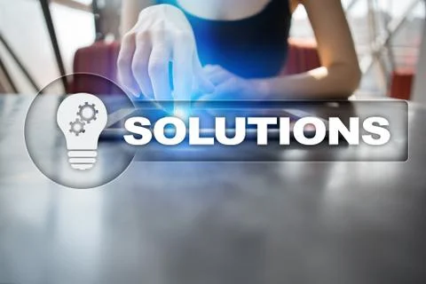 Business solutions concept on the virtual screen. 스톡 사진