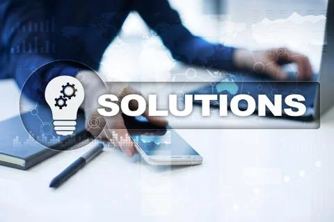 Business solutions concept on the virtual screen. Фото