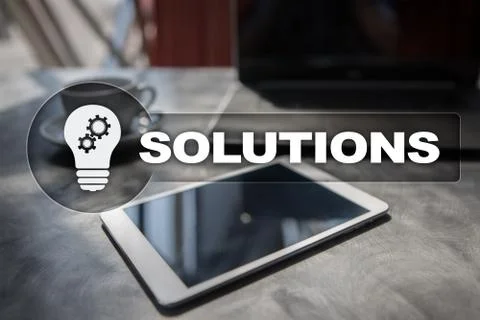 Business solutions concept on the virtual screen. Stock-Fotos