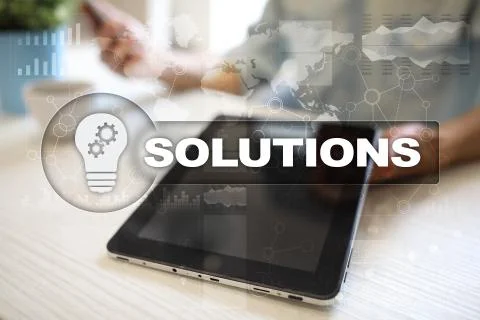 Business solutions concept on the virtual screen. 库存照片