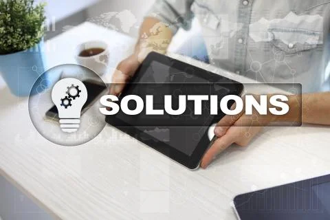 Business solutions concept on the virtual screen. Фото