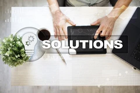 Business solutions concept on the virtual screen. Stock-Fotos