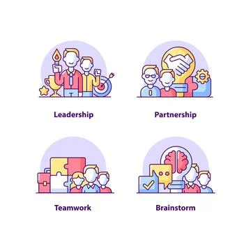 Business solutions creative UI concept icon set Illustrazione stock